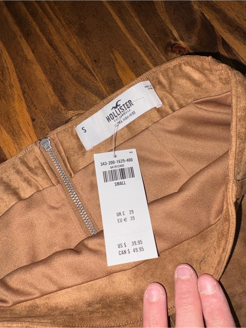 NEW Hollister Skirt Small brown Ultra High Rise Suede A Line Mini Women - Picture 5 of 6